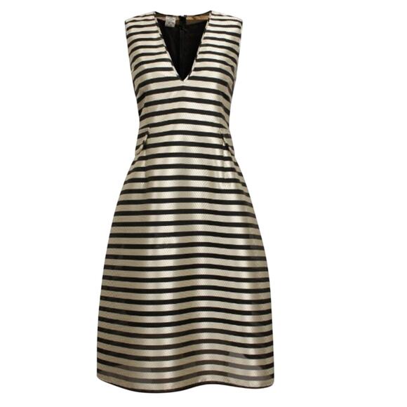 Baum und Pferdgarten Adelis Stripe V neck Dress Black and Gold size 12 - Picture 1 of 7